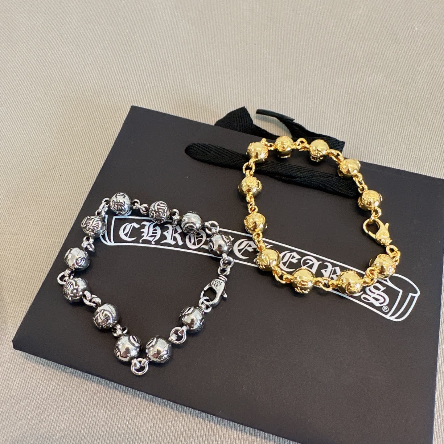 Chrome Hearts Charme Hoops Silver & Gold Beaded Bracelets